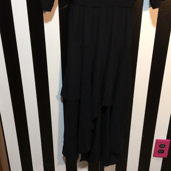 Vintage 1980s Black Flowy Skirt Dancing Dress Rhinestone Trim Small /Med Woman’s - Picture 15 of 17